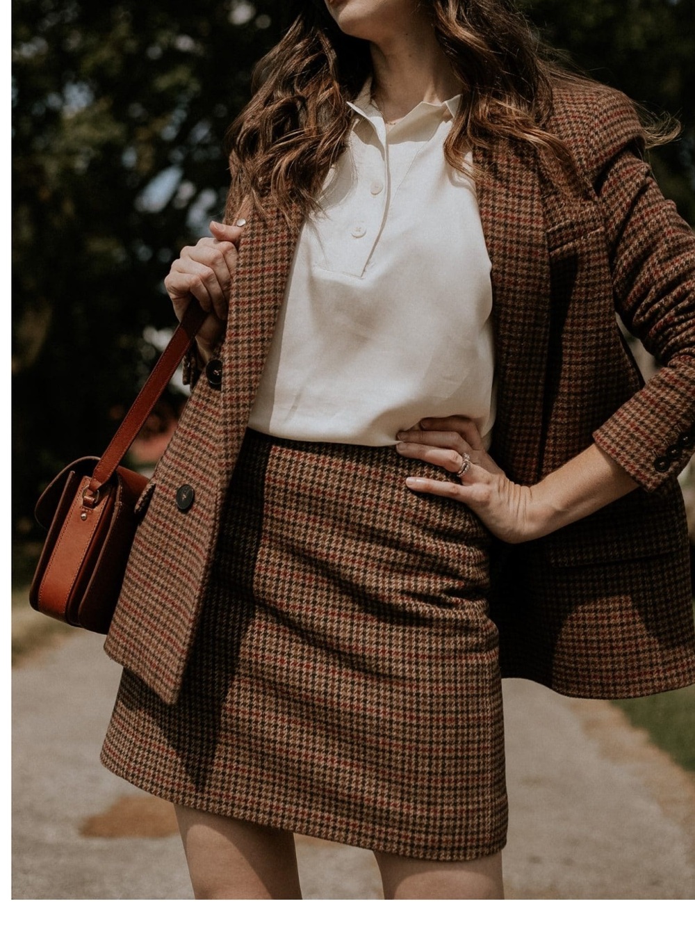 Sézane Tailored Houndstooth Mini Skirt